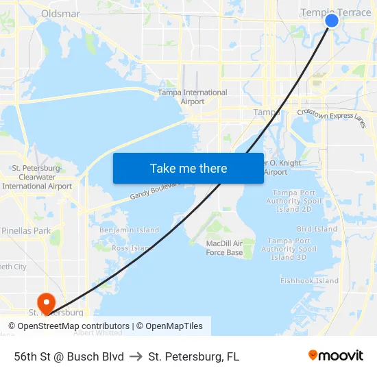 56th St @ Busch Blvd to St. Petersburg, FL map