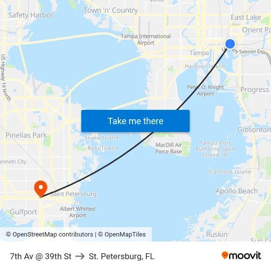 7th Av @ 39th St to St. Petersburg, FL map