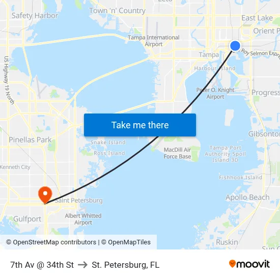 7th Av @ 34th St to St. Petersburg, FL map