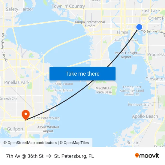 7th Av @ 36th St to St. Petersburg, FL map