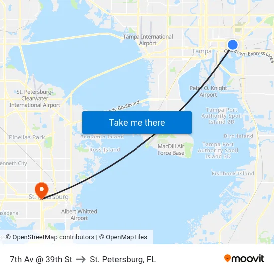 7th Av @ 39th St to St. Petersburg, FL map