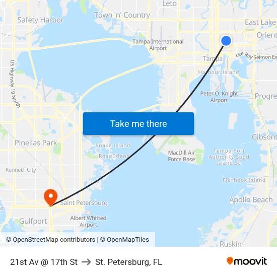 21st Av @ 17th St to St. Petersburg, FL map