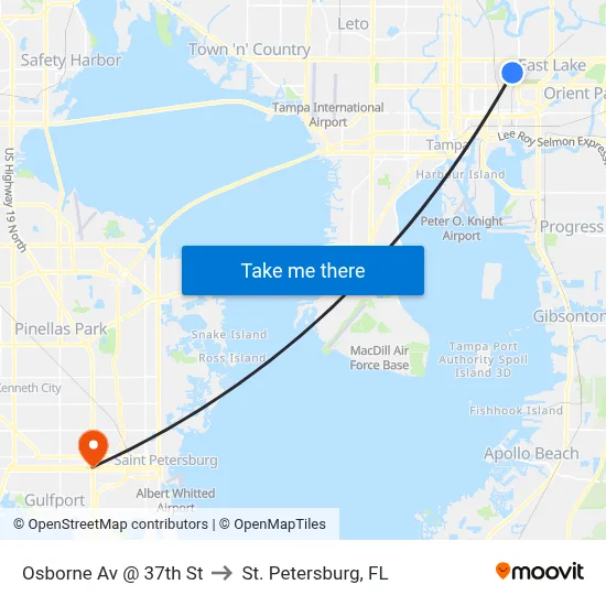 Osborne Av @ 37th St to St. Petersburg, FL map