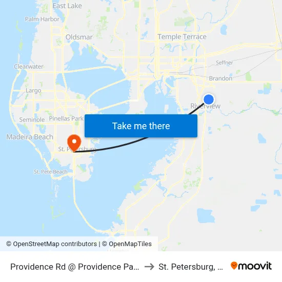 Providence Rd @ Providence Park to St. Petersburg, FL map
