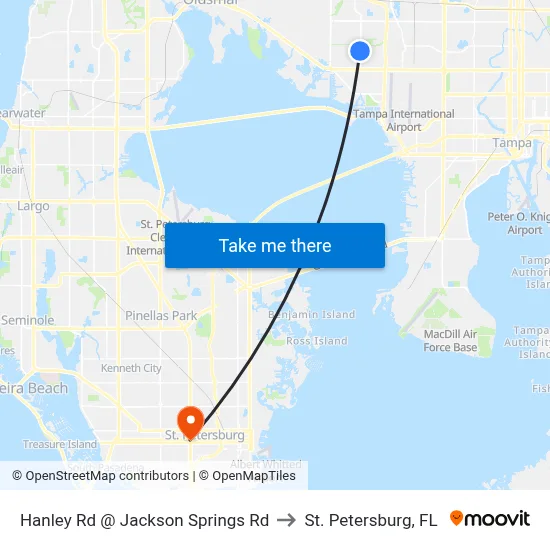 Hanley Rd @ Jackson Springs Rd to St. Petersburg, FL map