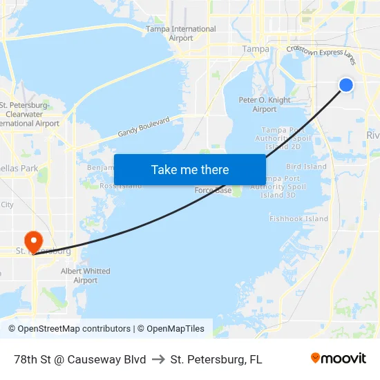 78th St @ Causeway Blvd to St. Petersburg, FL map