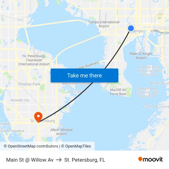 Main St @ Willow Av to St. Petersburg, FL map