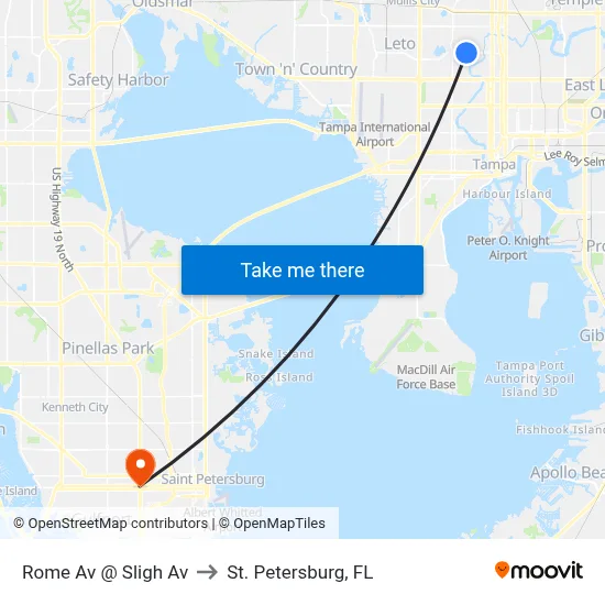 Rome Av @ Sligh Av to St. Petersburg, FL map