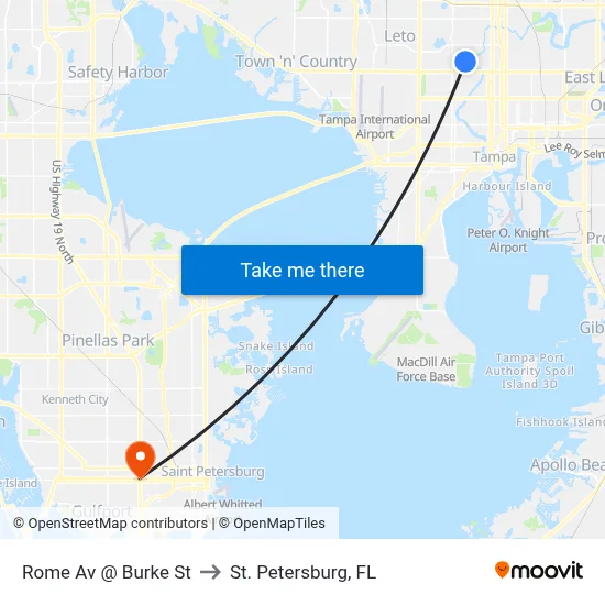 Rome Av @ Burke St to St. Petersburg, FL map