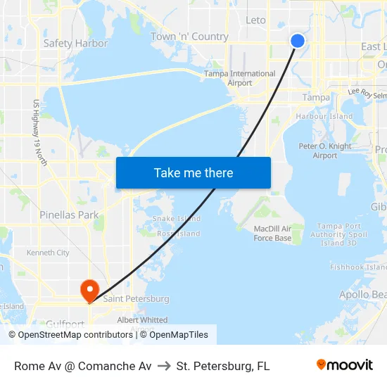 Rome Av @ Comanche Av to St. Petersburg, FL map