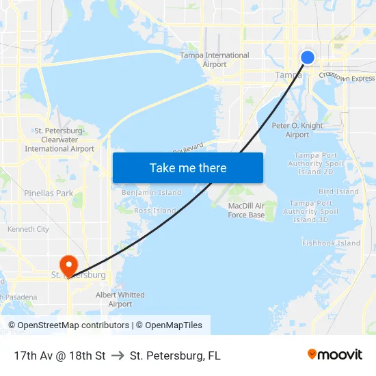 17th Av @ 18th St to St. Petersburg, FL map