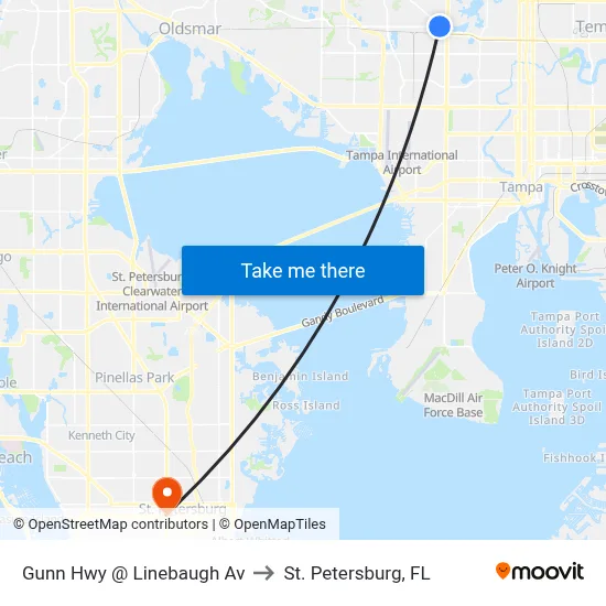 Gunn Hwy @ Linebaugh Av to St. Petersburg, FL map