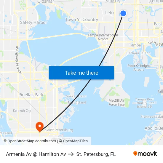 Armenia Av @ Hamilton Av to St. Petersburg, FL map