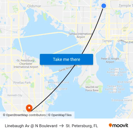 Linebaugh Av @ N Boulevard to St. Petersburg, FL map