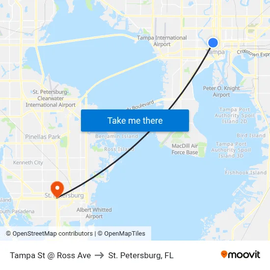 Tampa St @ Ross Ave to St. Petersburg, FL map