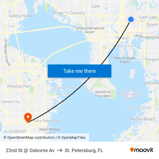 22nd St @ Osborne Av to St. Petersburg, FL map
