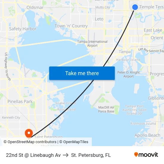 22nd St @ Linebaugh Av to St. Petersburg, FL map