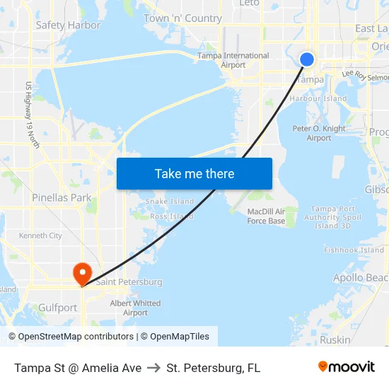 Tampa St @ Amelia Ave to St. Petersburg, FL map