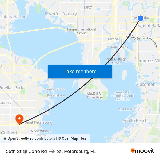 56th St @ Cone Rd to St. Petersburg, FL map