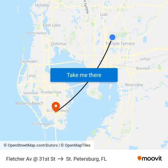 Fletcher Av @ 31st St to St. Petersburg, FL map