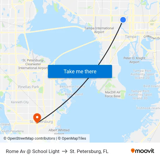 Rome Av @ School Light to St. Petersburg, FL map