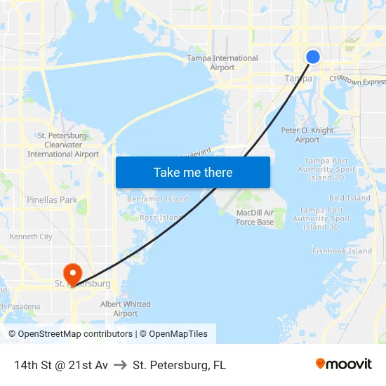 14th St @ 21st Av to St. Petersburg, FL map