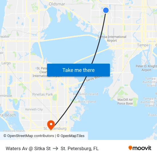 Waters Av @ Sitka St to St. Petersburg, FL map