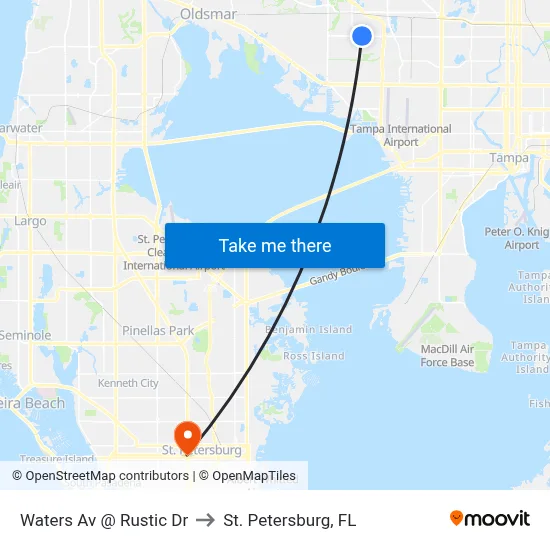 Waters Av @ Rustic Dr to St. Petersburg, FL map