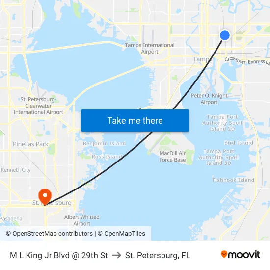 M L King Jr Blvd @ 29th St to St. Petersburg, FL map