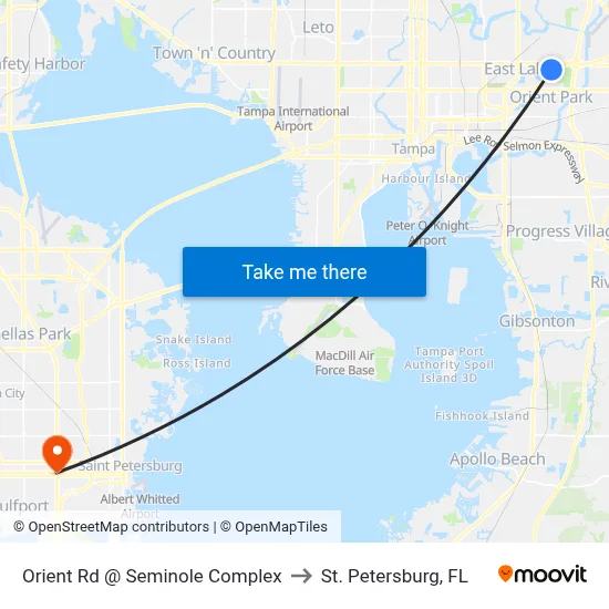 Orient Rd @ Seminole Complex to St. Petersburg, FL map