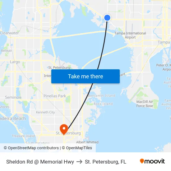 Sheldon Rd @ Memorial Hwy to St. Petersburg, FL map