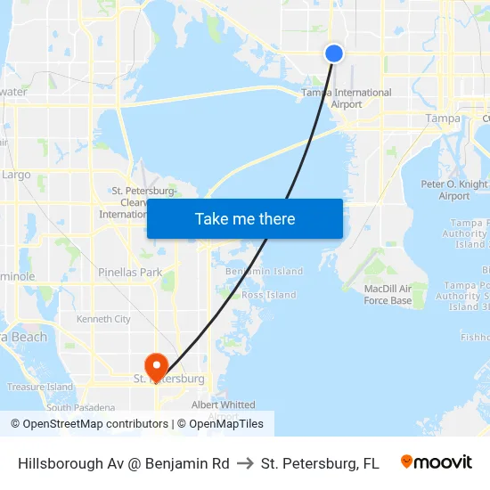 Hillsborough Av @ Benjamin Rd to St. Petersburg, FL map