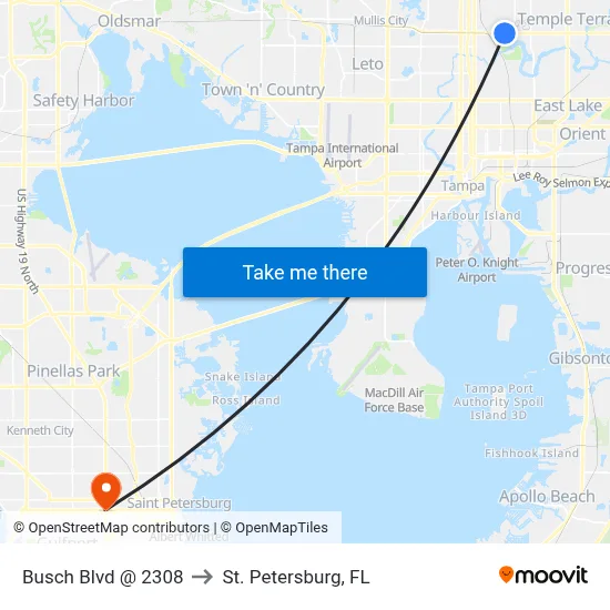 Busch Blvd @ 2308 to St. Petersburg, FL map