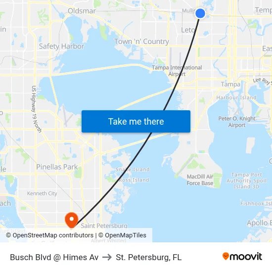 Busch Blvd @ Himes Av to St. Petersburg, FL map