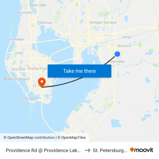 Providence Rd @ Providence Lake Blvd to St. Petersburg, FL map
