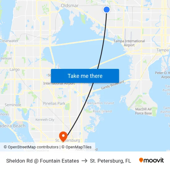 Sheldon Rd @ Fountain Estates to St. Petersburg, FL map
