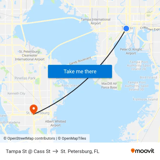 Tampa St @ Cass St to St. Petersburg, FL map