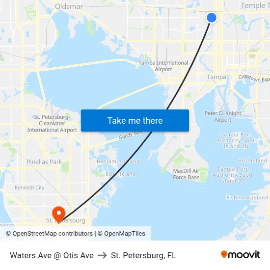 Waters Ave @ Otis Ave to St. Petersburg, FL map