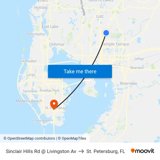 Sinclair Hills Rd @ Livingston Av to St. Petersburg, FL map