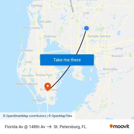 Florida Av @ 148th Av to St. Petersburg, FL map