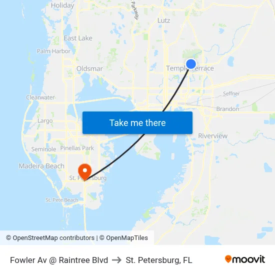 Fowler Av @ Raintree Blvd to St. Petersburg, FL map