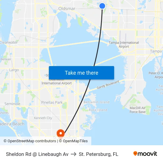 Sheldon Rd @ Linebaugh Av to St. Petersburg, FL map