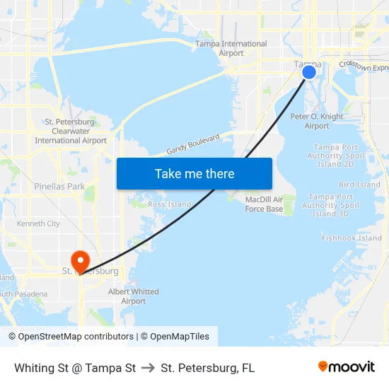 Whiting St @ Tampa St to St. Petersburg, FL map