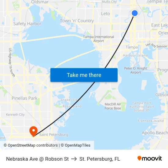 Nebraska Ave @ Robson St to St. Petersburg, FL map