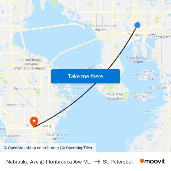 Nebraska Ave @ Floribraska Ave Metrorapid to St. Petersburg, FL map