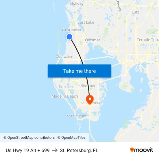 Us Hwy 19 Alt + 699 to St. Petersburg, FL map