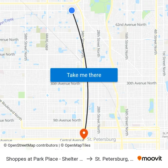 Shoppes at Park Place - Shelter - A to St. Petersburg, FL map