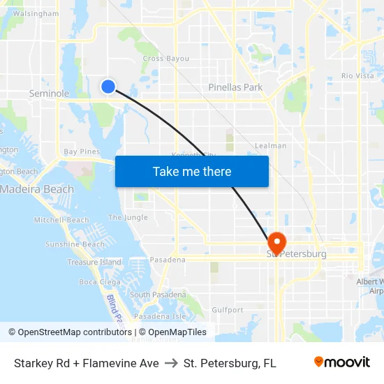 Starkey Rd + Flamevine Ave to St. Petersburg, FL map