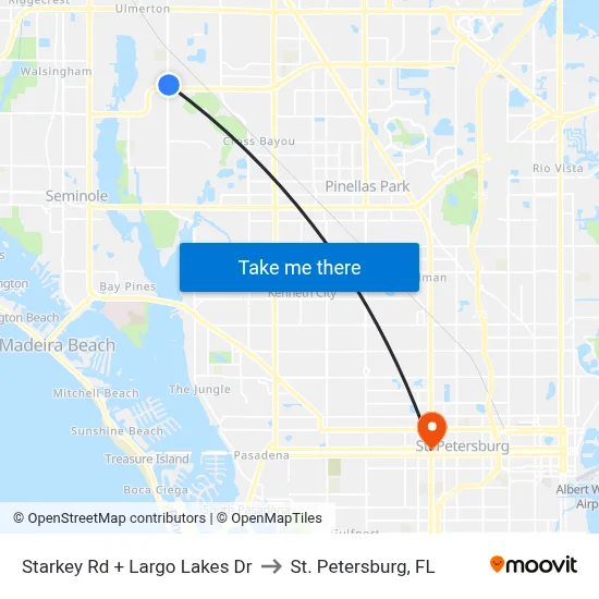 Starkey Rd + Largo Lakes Dr to St. Petersburg, FL map