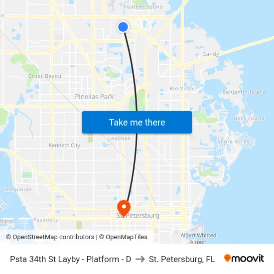 Psta 34th St Layby - Platform - D to St. Petersburg, FL map
